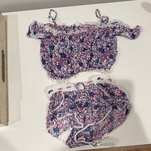 Poupette St. Barth White and Pink Baby Outfit